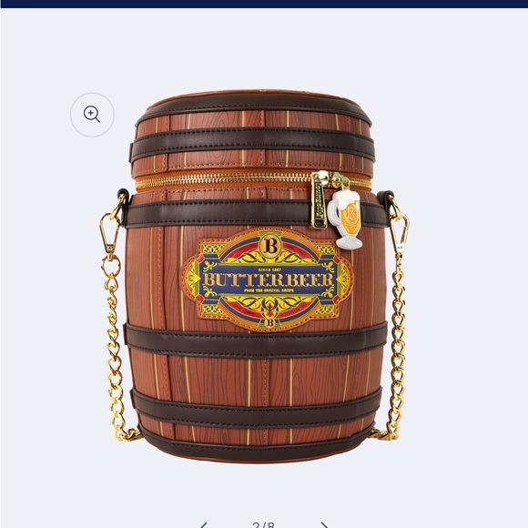 Loungefly Warner Bros Harry Potter ButterBeer Barrel Crossbody Bag Brown NWT‎ - Picture 2 of 11